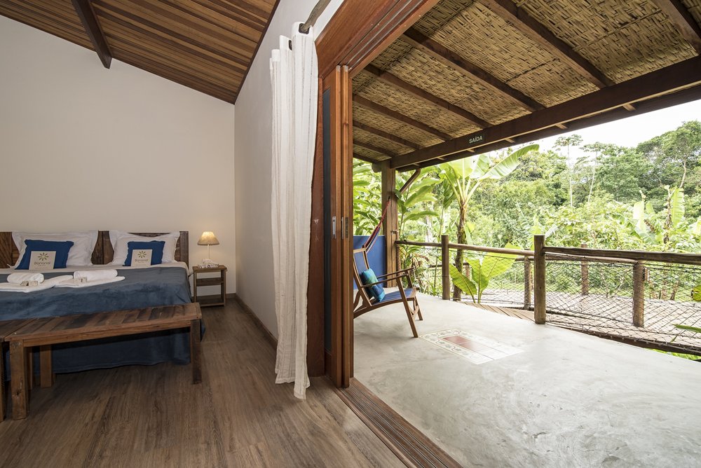 Vista quartos - Pousada Ecológica em Ubatuba Banana Bamboo - Projeto OS3 Arquitetura