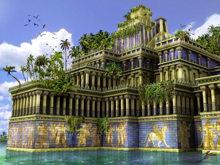 Imagens do que seria os jardins da Babilonia